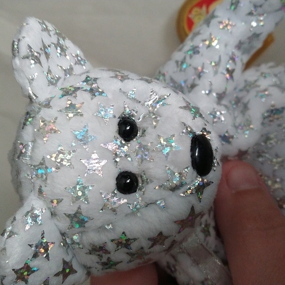 $ Ty Beanie bear white silver star 2000 beginnings bear. tag but not attached - Picture 3 of 6